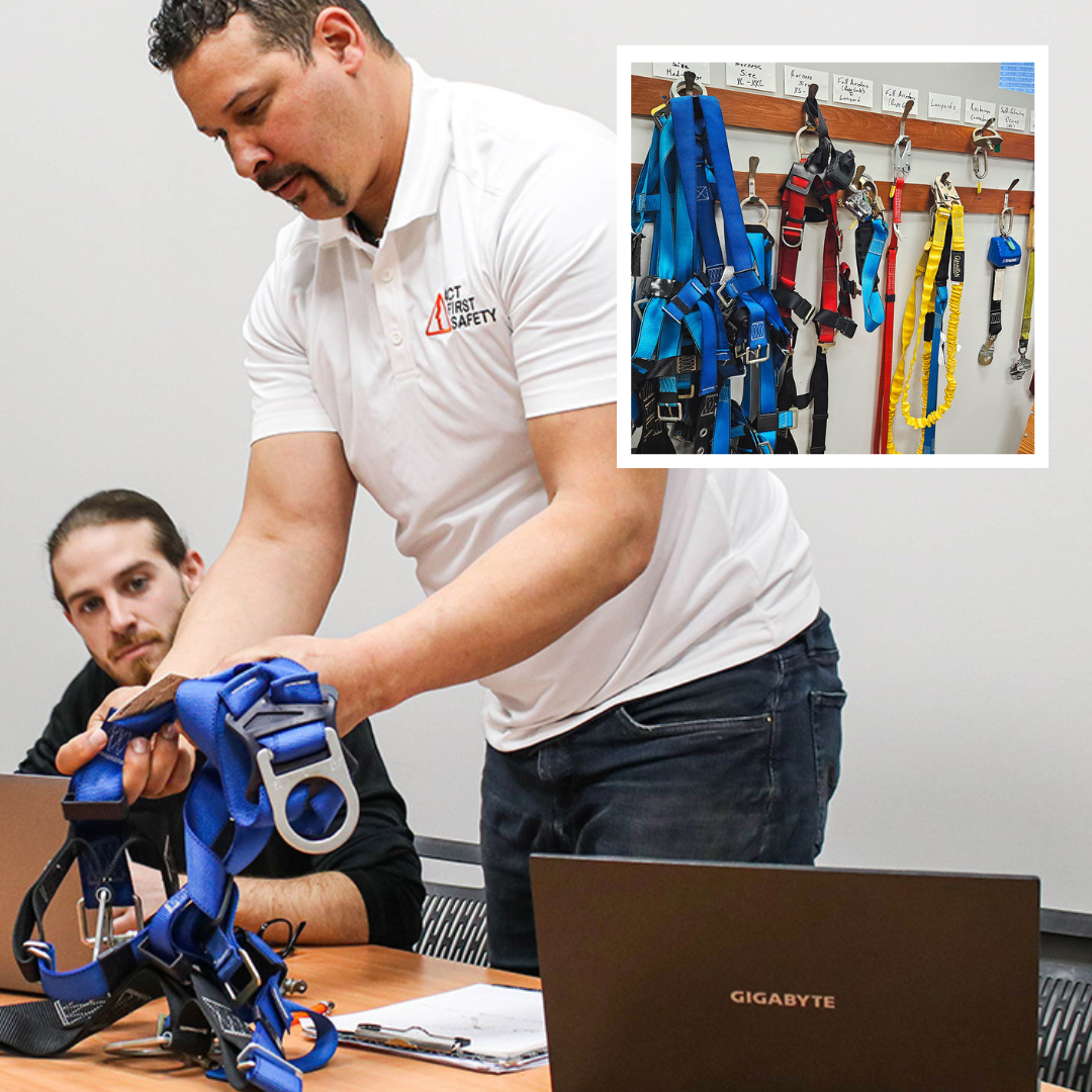 Warning graphic explaining fall protection equipment degradation due to harsh working conditions